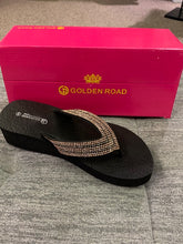 Load image into Gallery viewer, Golden Road Glitter Toe Thong Sandal/Rose Gold
