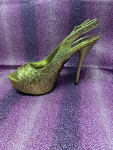 Load image into Gallery viewer, Lady Godiva Gold Glitter High Heel
