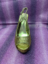 Load image into Gallery viewer, Lady Godiva Gold Glitter High Heel
