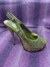 Load image into Gallery viewer, Lady Godiva Gold Glitter High Heel
