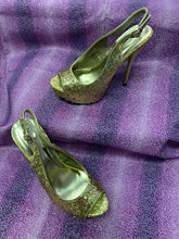 Load image into Gallery viewer, Lady Godiva Gold Glitter High Heel
