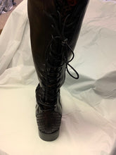 Load image into Gallery viewer, Knee High Black Back String Up Boot
