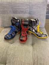 Load image into Gallery viewer, Blue Plaid Ankle Sport Boot
